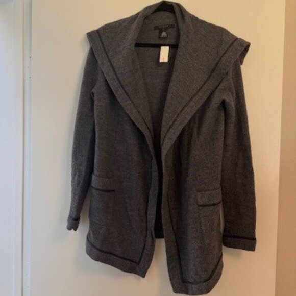 Scoop NYC 100% Wool Gray Waterfall Oversized Collar Cardigan - Picture 2 of 8